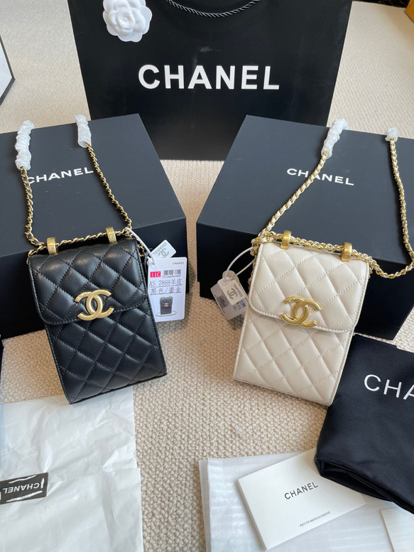 Chanel シャネル2023s新作高級手作り坊白金引き紐金玉携帯バッグ