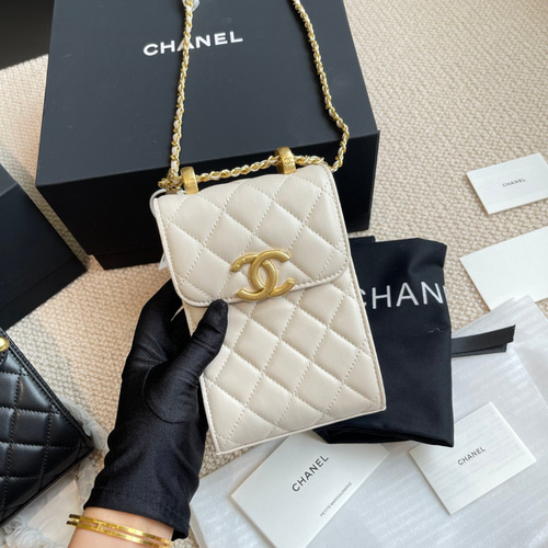 Chanel シャネル2023s新作高級手作り坊白金引き紐金玉携帯バッグ