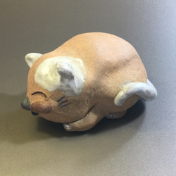 陶器の置き物　眠り猫 4枚目の画像