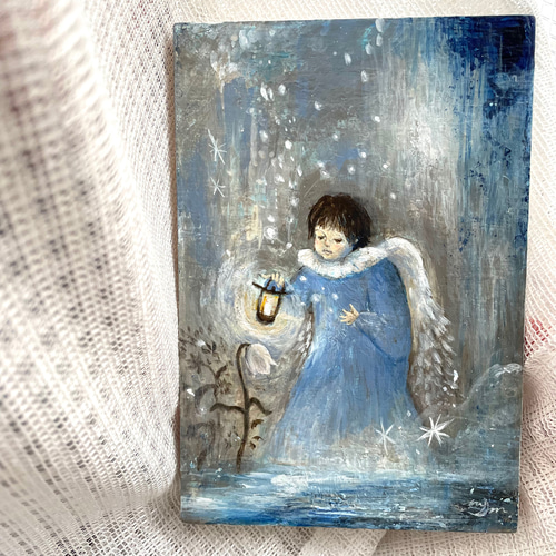 小さめのアクリル原画】 〜memory〜 No.1 アンティークな天使の絵 絵画