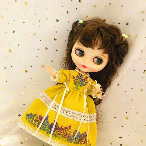 ブライス服 刺繍ワンピース ブライスオビツ24ドール用服1/6