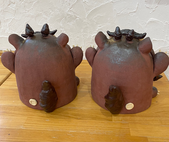 【受注制作】特大シーサーの置き物（ペア）　陶器　笑う門には福来る！　置物　玄関 受注制作