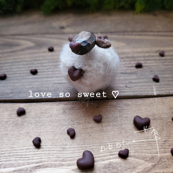 love so sweet ♡チョコｸﾛ豆ひつじ・NZコリデール・ひつじのちいさな巾着付き 2枚目の画像