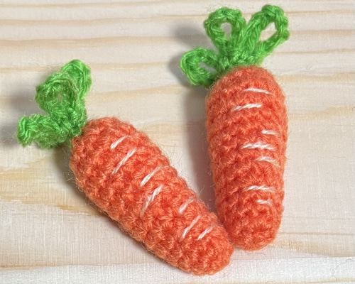 100％本物保証！ ミニミニ野菜のあみぐるみ＊ にんじん 約6cm 2本セット あみぐるみ