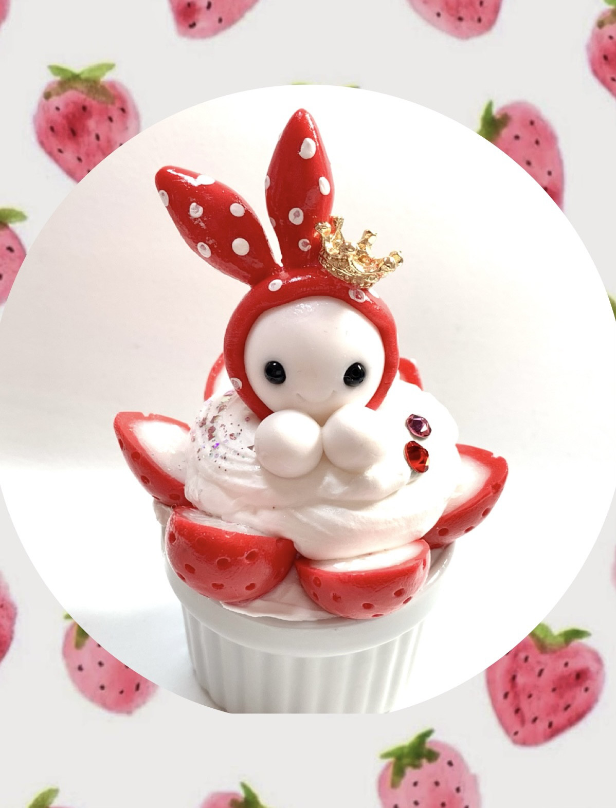 夢見のふわふわうさぎちゃん苺パフェ♡シーグラスアート 高かろ