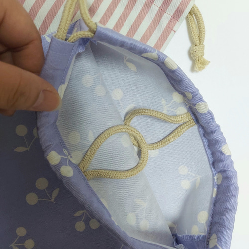 サイズが選べる*巾着袋 コップ袋 お弁当袋 チェリー さくらんぼ スター