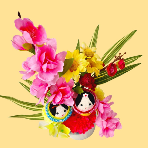 おひなさまピック お花いっぱい グラスや１輪挿に 送料無料 桃の花  雛人形 桃の節句 コンパクト 雛祭り 造花 雑貨 7枚目の画像