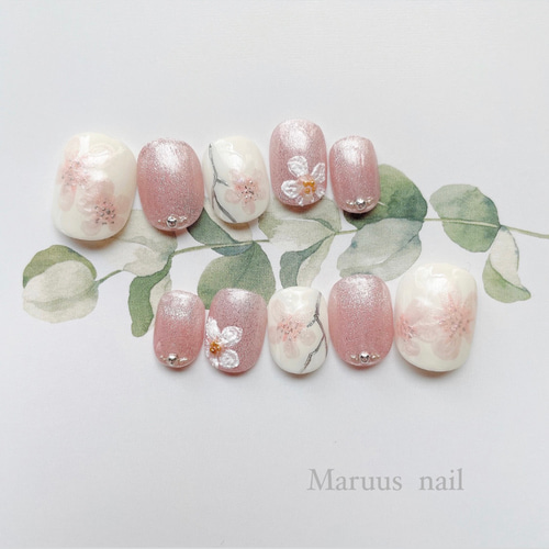 桜×マグネットネイルチップ ネイルチップ（つけ爪） Maruu 通販  