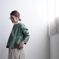 【wafu】Linen Jacket 首があきすぎないジャケット / ジェイド h038a-jad3 11枚目の画像