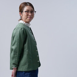 【wafu】Linen Jacket 首があきすぎないジャケット / ジェイド h038a-jad3 5枚目の画像