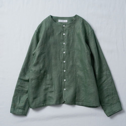 【wafu】Linen Jacket 首があきすぎないジャケット / ジェイド h038a-jad3 18枚目の画像