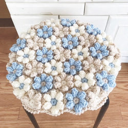 ハンドメイド　手編み　お花のベッドカバー　ブラック af90c530145a0d384fe6352d32776f