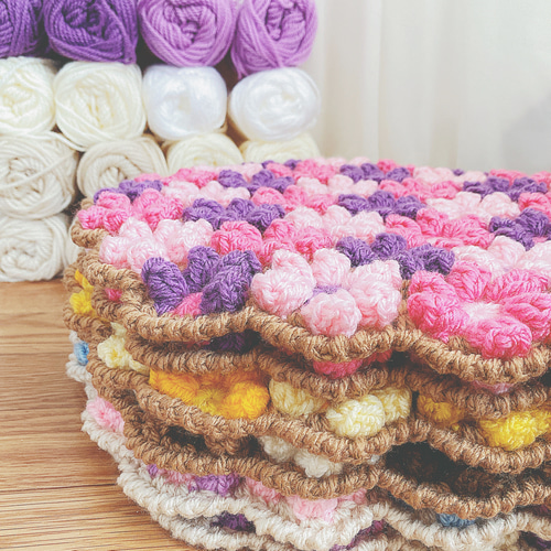 お花モチーフの円座 手編み クッション・クッションカバー Vintage