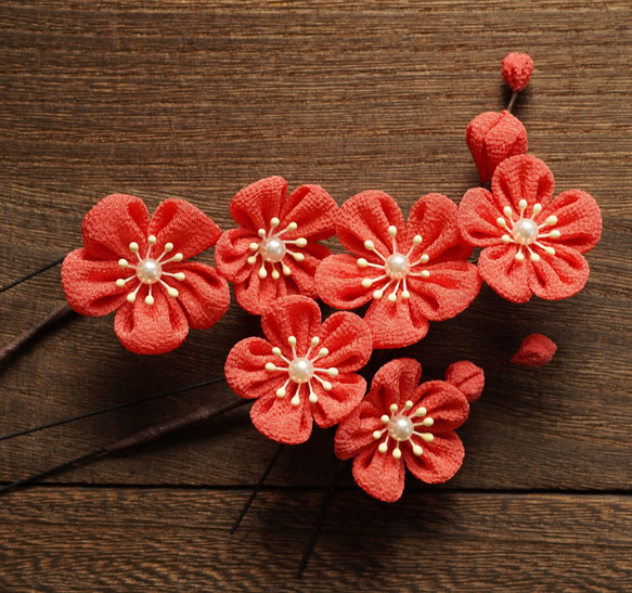 和装 髪飾り ❁ 梅 ❁ つまみ細工 5枚目の画像