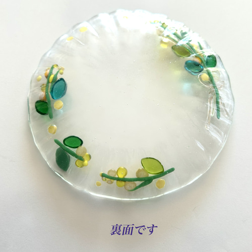 ベネチアングラス 皿 小 直径80mm ミルフィオーリ 紺 ブルー系