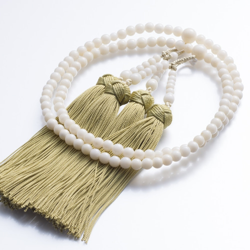 白珊瑚 本連数珠 (ほぼ無傷5mm玉使用) 天然石 宝石珊瑚専門店【珊瑚