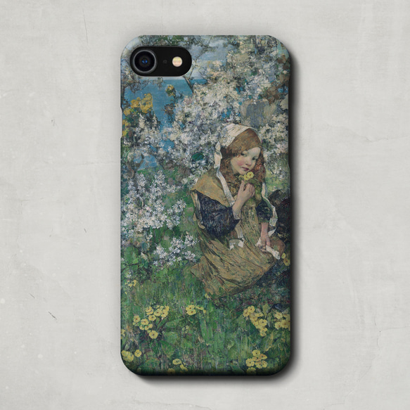 スマホケース / エドワード ホーネル「春 の 牧歌」 iPhone 全機種対応 風景 女の子 桜 絵 海 絵画 個性的 3枚目の画像