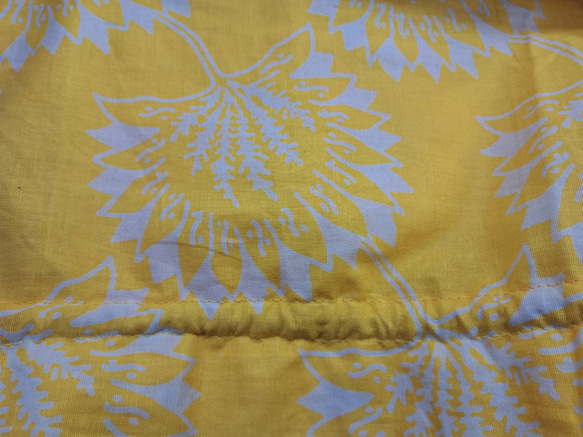 アタバッグ かごバッグ ハンドメイド Mサイズ 手編み 内布付き バリ島  イエロー ata019 6枚目の画像