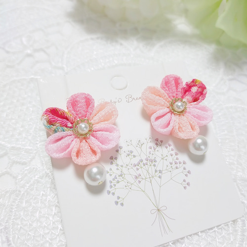 【限定販売】 14Kgf❩ フローライト×MOP＆リリーオブザバレーのピアスチャーム ピアス