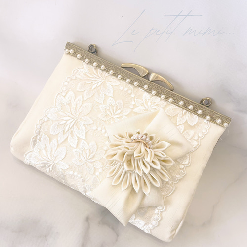 新作！アンティークホワイト♡ブライダル上品な大人シルク混シャンタン