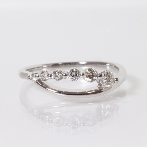 プラチナ 0.30ct ウェーブ デザイン 天然ダイヤモンド リング 指輪 
