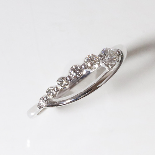 プラチナ 0.30ct ウェーブ デザイン 天然ダイヤモンド リング 指輪 
