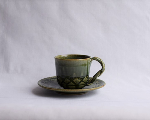 イチゴモチーフ、織部コーヒーカップ イチゴモチーフ、織部コーヒーカップ 織部、 コーヒーカップ」の