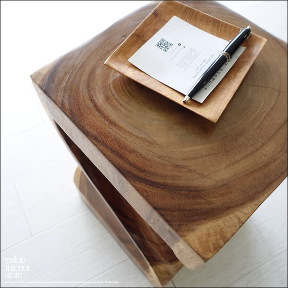 無垢材 ウェーブスツールWN/1 イス 天然木 椅子 ベンチ 木製スツール ナチュラル 天然木 モンキーポッド 4枚目の画像