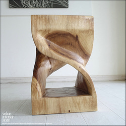 無垢材 ウェーブスツールWN/1 イス 天然木 椅子 ベンチ 木製スツール ナチュラル 天然木 モンキーポッド 6枚目の画像