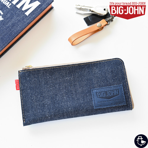 デニム L字ファスナー 長財布 【 BIG JOHN × メンズかもめ 】 革