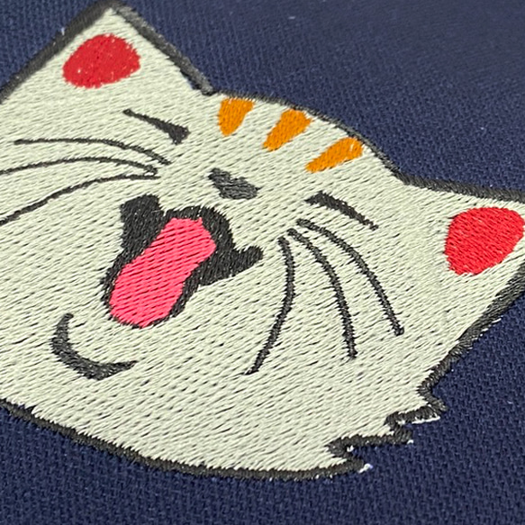 【一点物限定セール】大口猫の刺繍 キャンバスサコッシュ ポシェット ポーチ【送料無料】 4枚目の画像