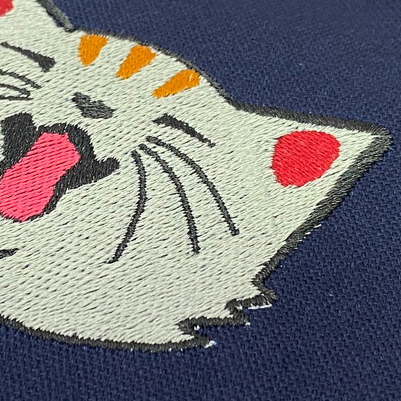 【一点物限定セール】大口猫の刺繍 キャンバスサコッシュ ポシェット ポーチ【送料無料】 5枚目の画像