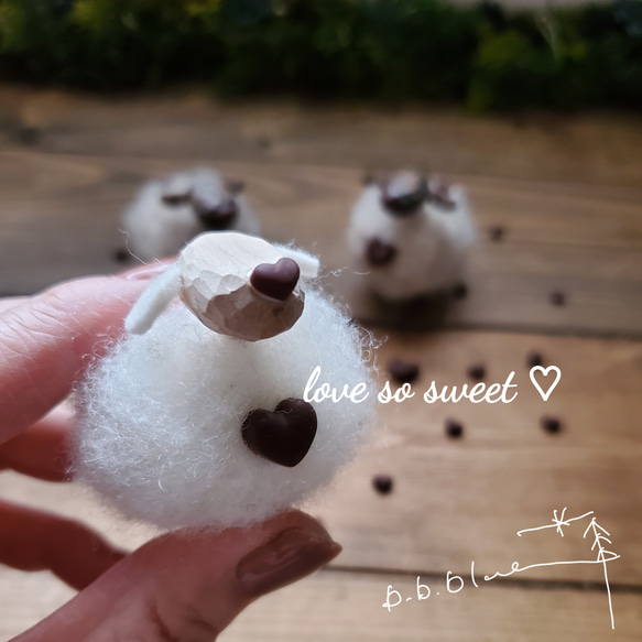 love so sweet ♡チョコｼﾛ豆ひつじ・北海道サフォーク・ひつじのちいさな巾着付き 1枚目の画像