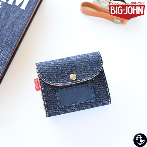 デニム コンパクト財長 【 BIG JOHN × メンズかもめ 】 三つ折り 薄型