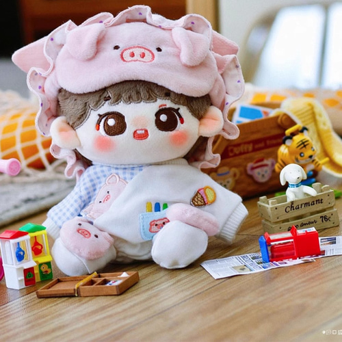 15/20cm着せ替えぬいぐるみ服 おやすみ豚ちゃんセット 着せ替え人形