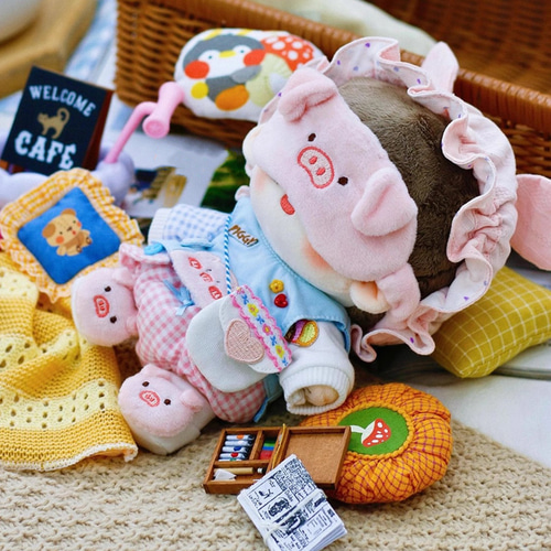15/20cm着せ替えぬいぐるみ服 おやすみ豚ちゃんセット 着せ替え人形