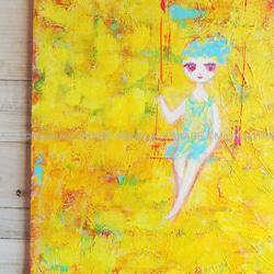 [yellow colored swing] #painting #原画 #アート #絵画 2枚目の画像