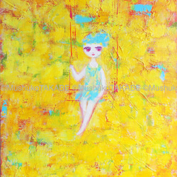 [yellow colored swing] #painting #原画 #アート #絵画 4枚目の画像