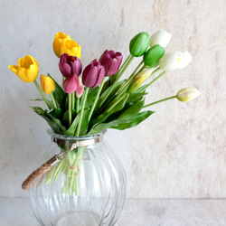 【リアルな触り心地】まるで生花のような瑞々しさ|春のチューリップ5本ブーケ|アーティフィシャルフラワー【イエロー】 13枚目の画像