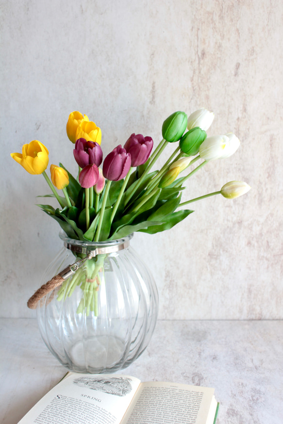 【リアルな触り心地】まるで生花のような瑞々しさ|春のチューリップ5本ブーケ|アーティフィシャルフラワー【イエロー】 13枚目の画像