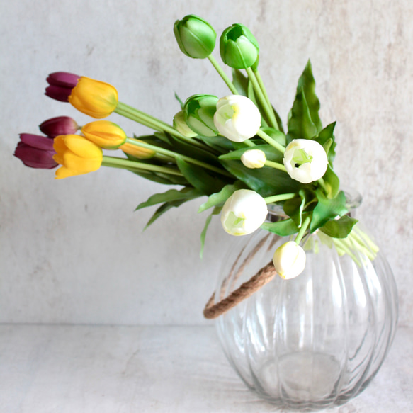 【リアルな触り心地】まるで生花のような瑞々しさ|春のチューリップ5本ブーケ|アーティフィシャルフラワー【イエロー】 9枚目の画像