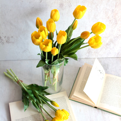 【リアルな触り心地】まるで生花のような瑞々しさ|春のチューリップ5本ブーケ|アーティフィシャルフラワー【イエロー】 11枚目の画像