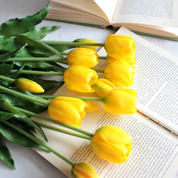 【リアルな触り心地】まるで生花のような瑞々しさ|春のチューリップ5本ブーケ|アーティフィシャルフラワー【イエロー】 12枚目の画像