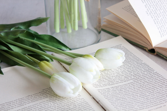 【リアル造花】チューリップのナチュラルブーケ【ホワイト】 4枚目の画像