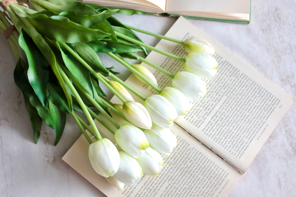 【リアル造花】チューリップのナチュラルブーケ【ホワイト】 11枚目の画像