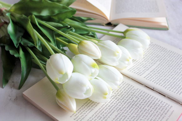 【リアル造花】チューリップのナチュラルブーケ【ホワイト】 10枚目の画像