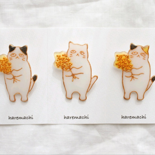 再販不可。黒猫 レジンヘアゴム キーホルダー ブローチ