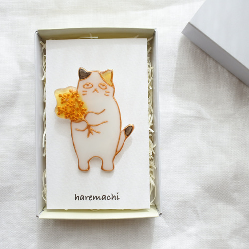 もらってください。」 猫 レジンブローチ ミモザ ブローチ