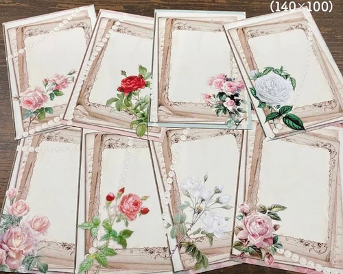 CP33】コラージュ素材 ローズ&パール フレーム おすそ分け メモ