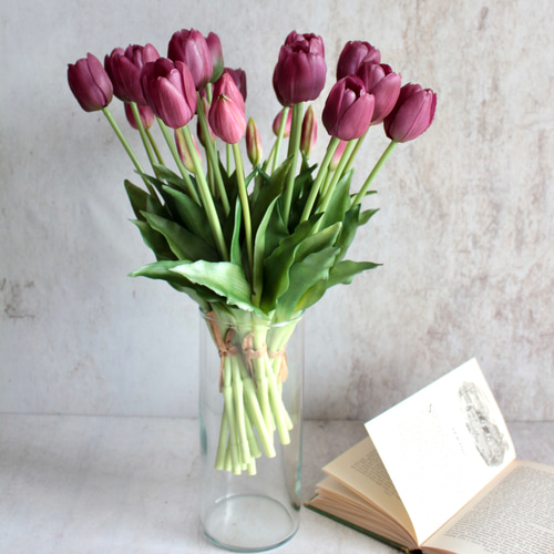 リアル造花】チューリップのナチュラルブーケ【パープル】 アート